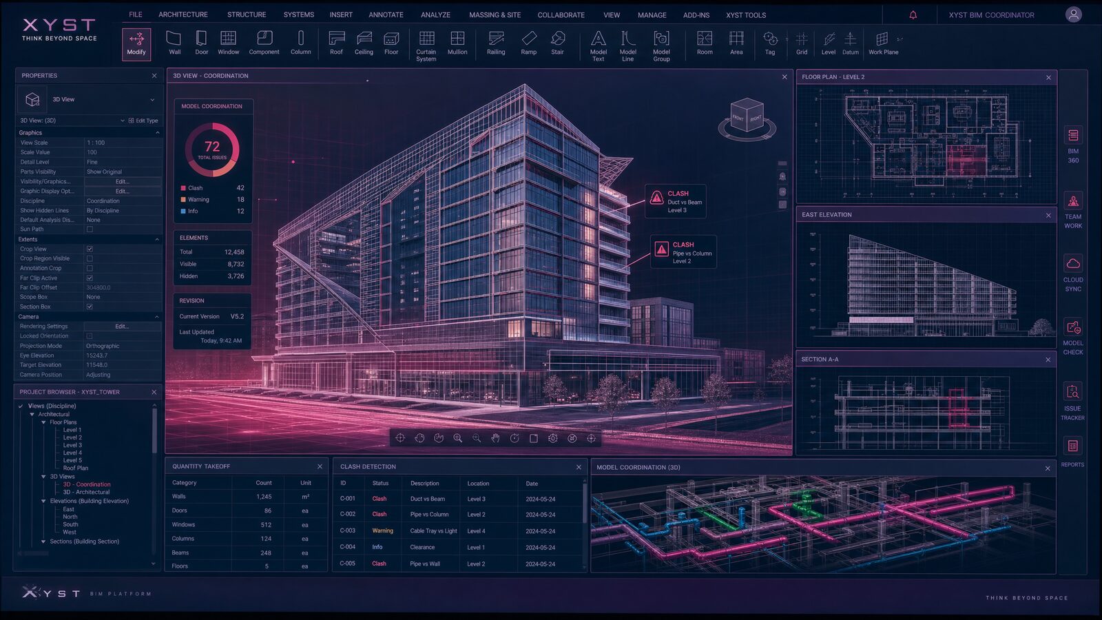 BIM coordination model & live clash dashboard